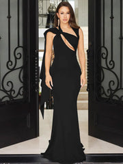 Hollow Out Sleeveless Black Maxi Dress