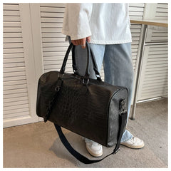 Crocodile Embossed Travel Duffle Bag