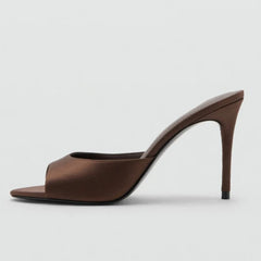 Stiletto Heel Satin Mules