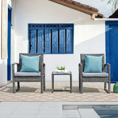 3PCS Outdoor Wicker Rattan Chair Set with Coffee Table