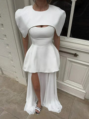 Three-Piece Sculpted Top, Shawl, and Mesh Skirt Set