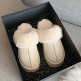 Fur Slippers Women Winter Plush Thick Sole Cotton Home Shoes