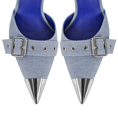 Pointed Toe Buckle Ankle Strap Heels