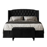 41897403252941/Velvet Wingback Panel Upholstered Queen Bed with Storage