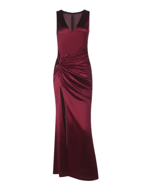 Burgundy dress on a white background