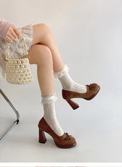 Butterfly Knot Round Toe Heels