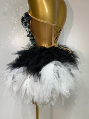 Strapless Sequin Feather Mini Dress