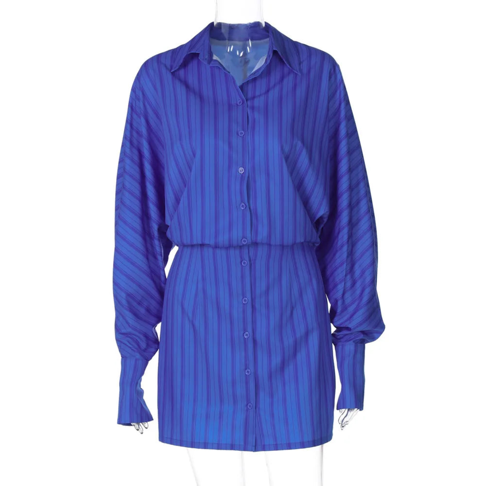 Blue striped shirt on a white background