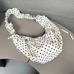 Large Capacity Polka Dot Dumpling Ruched Shoulder Bag