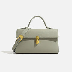 Flap Lock Leather Shoulder Bag