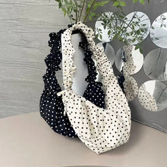 Large Capacity Polka Dot Dumpling Ruched Shoulder Bag