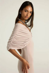 Draped Off-Shoulder Maxi Dress
