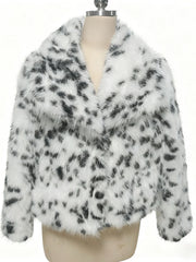 Spotted Faux Fur Lapel Jacket
