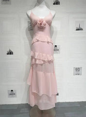 Rose Embellished Ruffle Maxi Dress