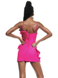 Ruffles Heart Designer Diamonds Pink Mini Bandage Dress