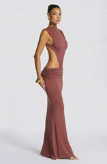 Cutout High Neck Maxi Dress