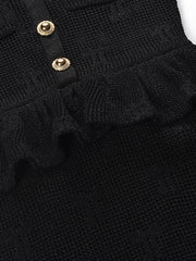 Black Sheer Ruffle Button Midi Dress