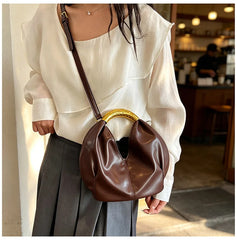 Metal Handle Soft PU Dumpling Shoulder Bag