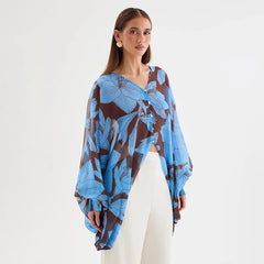 Polka Dot V-Neck Sheer Blouse Top