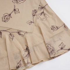 Floral Print Ruffle Hem Skirt