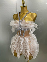 White crystal wing mini dress
