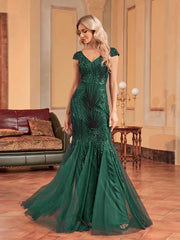 Sleeveless Sequin Mermaid Maxi Prom Gowns For Women