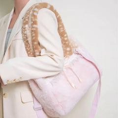 Plush Lace Bow Shoulder Bag