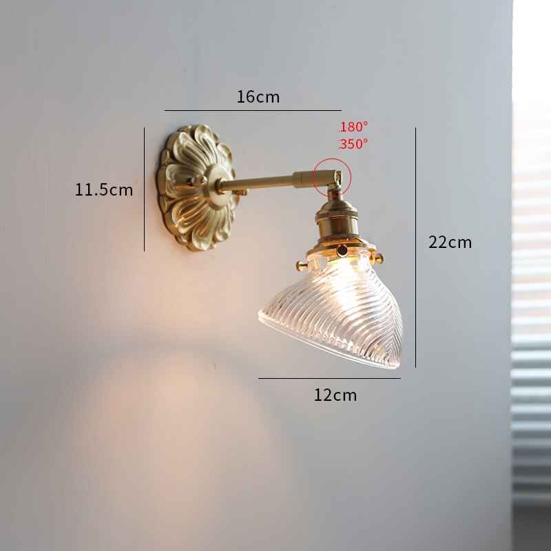 Frosted Glass Copper LED Wall Light Switch Socket Indoor Lighting