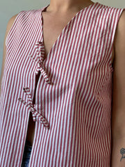 Gingham Tie Front Sleeveless Crop Top