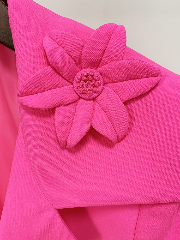 Women's 3D Flowers Appliques Blazer Mini Skirt Set