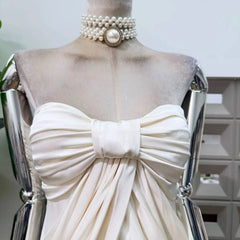Satin ruched bodice draped maxi dress