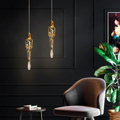 Modern Brass Crystal Chandelier Lighting Copper Pendant Hanging Light Luxury Glass Drops Chandelier Lighting Restaurant Lighting Golden Atelier 12