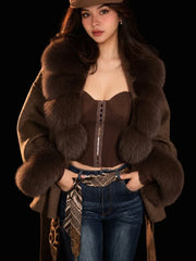 Faux Fur Trim Belted Jacket