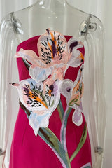 Strapless Floral Appliqu�� Maxi Dress