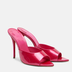 Fuchsia pointed high heel mule with stiletto heel