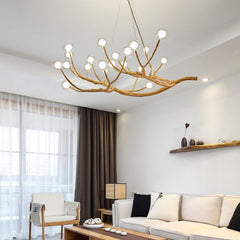 Simulation Resin Iron Tree Branch Glass Bubble Led Pendant Chandelier