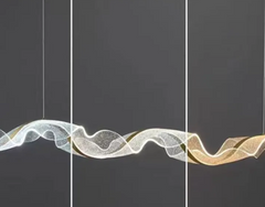 Wave Led Pendant Lamps Acrylic Gold Chandelier Lighting Fixture