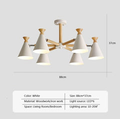 LED Cone Wood Indoor Home Decor Iron Sconces Lights