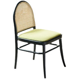 Black Nordic Solid Wood Curved Rattan Dining Chair