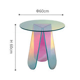 Acrylic Side Table Gradient Round/Oval Colorful Rainbow Clear Table