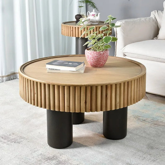 Creative Exquisite Solid Wood Round Living Room Sofa Table