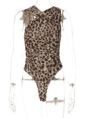 Leopard Print One Shoulder Bodysuit