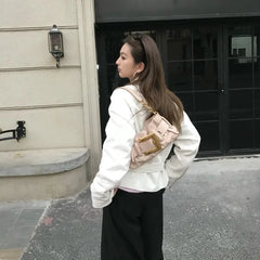 Ruched Microfiber Baguette Shoulder Bag – Black, Ivory & Blush Pink