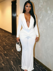 Draped Plunge Flared Jumpsuit