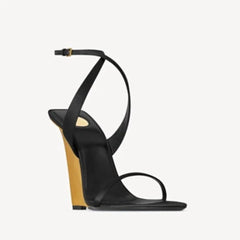 Wedge Gold Heel Ankle Strap Sandal