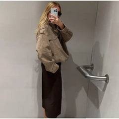 Stand Collar Suede Bomber Jacket