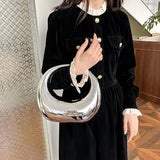 PVC Wrist Bag Round Handle Clutch Handbag