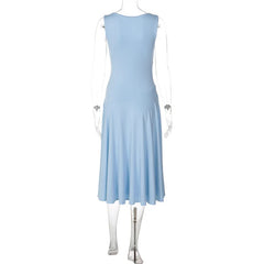 V-Neck Wrap Sleeveless Ruched Midi Dress