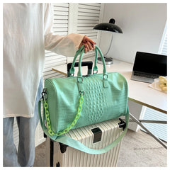 Crocodile Embossed Travel Duffle Bag