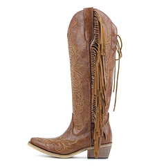 Fringed Embroidered Western Boots